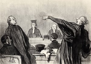 En talsmann som tydeligvis er fullstendig overbevist... Fra serien Les gens de justice, 1845 av Honoré Daumier