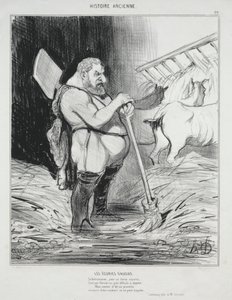 Ancient History, plate 26: The Stable of Augeas, 25. september 1842. av Honoré Daumier