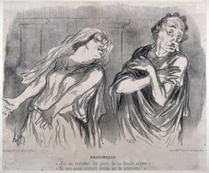 Andromaque-gravering av Honore Daumier (1808-1879) i ""Le Charivari""". Palais Longchamp, kunstmuseet i Marseille. av Honoré Daumier