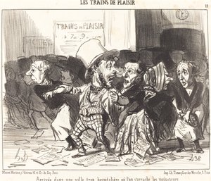 Ankomst til en by som er for gjestfri... av Honoré Daumier