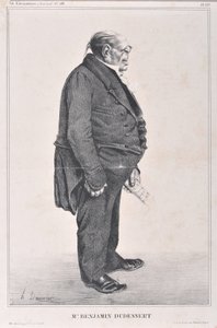 Kunstverk av Honore Daumier (1808-1879). Charivari stammer fra 1833: Serie Celebrites de la Caricature "" M. Benjamin Dudessert""" KUNSTMUSEUM - PALAIS LONGCHAMP, MARSEILLE av Honoré Daumier