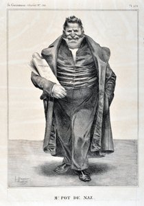 Kunstverk av Honore Daumier (1808-1879). Charivari stammer fra 1833: Serie Celebrites de la Caricature "" M.Pot de Naz"" KUNSTMUSEUM - PALAIS LONGCHAMP, MARSEILLE av Honoré Daumier