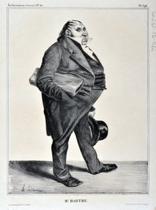 Kunstverk av Honore Daumier (1808-1879). Charivari stammer fra 1833: Serie Celebrites de la Caricature "" M. Barthe"" KUNSTMUSEUM - PALAIS LONGCHAMP, MARSEILLE av Honoré Daumier