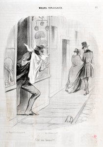 Kunstverk av Honore Daumier (1808-1879). Charivari stammer fra 1840 Serie MORIES CONJUAL “” Det er min kone!!! “” MUSEUM FOR FINE ARTS - PALACE LONGCHAMP, MARSEILLE av Honoré Daumier