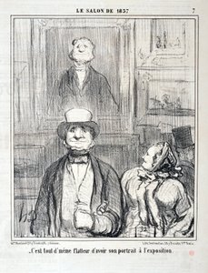 Kunstverk av Honore Daumier (1808-1879). Charivari stammer fra 1857: Serie SALON DE 1857 "" - Det er fortsatt smigrende å ha hans portrett på utstillingen"" MUSEE DES BEAUX ARTS - PALAIS LONGCHAMP, MARSEILLE av Honoré Daumier