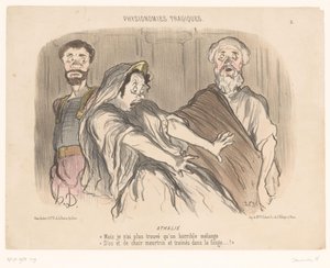 Atalja ser et skremmende syn Athalie (tittel på objekt) Tragic Faces (serietittel) Physionomies tragiques (serietittel på objekt) av Honoré Daumier