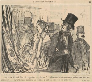 Blir du ferdig med å se på sjalene snart? av Honoré Daumier