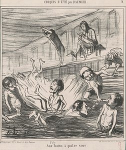 Ved de fire-penny badene av Honoré Daumier