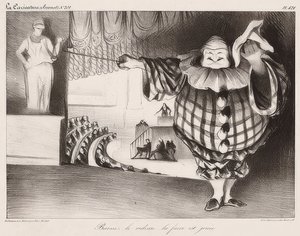 Senk teppet, Farsen spilles / Senkt den Vorhang, die Posse ist (også: La Caricature nr. 201, 11.09.1834). 1834 av Honoré Daumier
