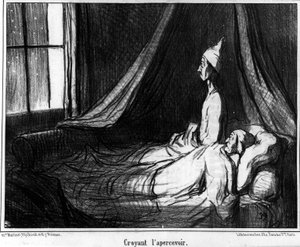 Tror å se ham, karikatur av Honore Daumier (1808-1879). "" Charivari"" av Honoré Daumier
