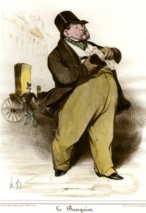 Tegneserie av bankertegning av Honore Daumier (1808-1879) fra "The Charivari"" 1835. Privat samling av Honoré Daumier