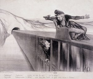 Tegneserie av Daumier "" Les Chemins de Fer"", nd. 1800-tallet av Honoré Daumier