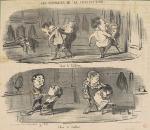 Hos skredderen hos frisøren av Honoré Daumier