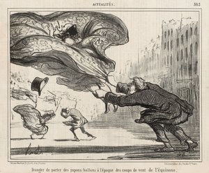 Fare for å bruke ballongunderkjoler under jevndøgnstormene, publisert 3. april av Honoré Daumier
