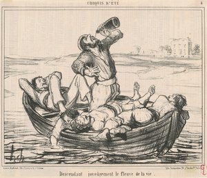 Gledelig nedover livets elv av Honoré Daumier