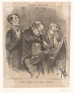 Tre amatørmusikere til konsert Preludes obligés de tout concert d