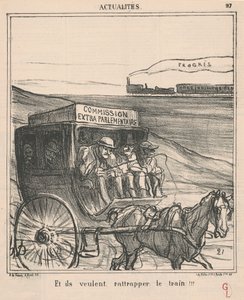 Og de vil ta igjen toget!!! av Honoré Daumier