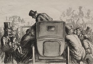 Universell utstilling: Utlendingen finner alle fasiliteter for å returnere til hotellet sitt av Honoré Daumier