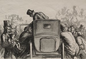 Universell utstilling: Letranger finner alle fasiliteter for å returnere til hotellet sitt. av Honoré Daumier