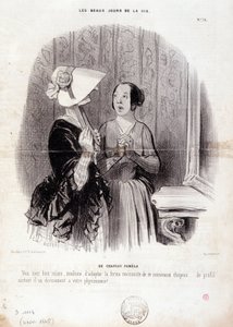 Mote tegneserie. Serie "" The Beautiful Days of Life"": "" En Pamela-hatt ..."" 4. november av Honoré Daumier