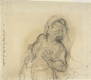 Skremt kvinne av Honoré Daumier