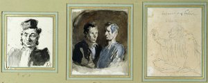 Forfra av en advokat, to tiltalte og en saksøker (blyant, vask, wc og blekk på papir) av Honoré Daumier