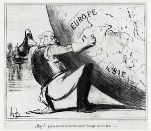 Tyskland: bigre!... jeg tok feil når jeg la hele Europa på mine hender. Illustrasjon Honore Daumier (1808-1879), publisert i nyhetene, "" Charivari", datert 25. januar av Honoré Daumier