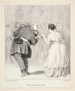 Han lager gledene ved ballen., fra Les Banqueteurs av Honoré Daumier