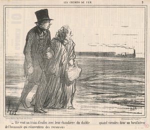 De går i rasende fart... av Honoré Daumier