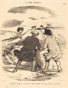 Ulempen med å forlate...en jernbanekonvoi... av Honoré Daumier