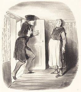 Ulempen med å besøke en mellometasje uten forholdsregler... av Honoré Daumier