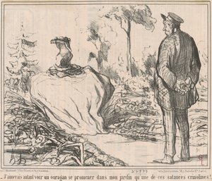 Jeg vil heller se en orkan vandre gjennom hagen min enn en av de jævla krinolinene! av Honoré Daumier
