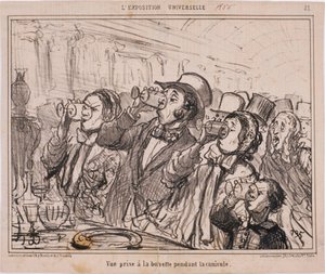 The Universal Exhibition - Utsikt tatt ved forfriskningsbaren under hetebølgen av Honoré Daumier