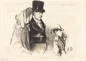 Moren - Er det hyggelig å spise byggsukkeret sitt!... av Honoré Daumier