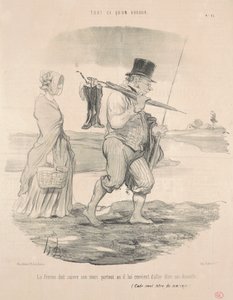 Kona bør følge mannen sin... av Honoré Daumier
