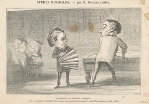 Trekkspillet, kalt musikalsk belg av Honoré Daumier