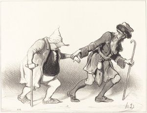 Den konstitusjonelle og den vandrende jøden av Honoré Daumier