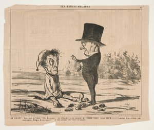 Den lærde - Min venn, vintreet, (Vitis Linnaeus.), er under angrep på dette tidspunktet av Honoré Daumier