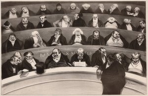 Le Ventre législatif. Aspects des bancs ministériels de la chambre improstituée de 1834 / Den lovgivende magen. Utsikt over skapbenkene til det ikke-prostituerte kammeret fra 1834. 1834 av Honoré Daumier