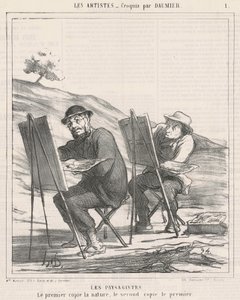 Landskapsarkitekter. Den første kopierer naturen av Honoré Daumier