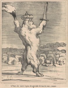 Den nordlige bjørnen, den ekleste av alle kjente bjørner av Honoré Daumier