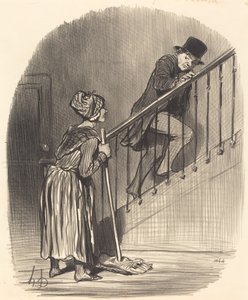 Er kona mi hjemme? av Honoré Daumier