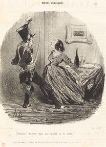 Uheldig! så du vil drepe faren til barna dine? av Honoré Daumier