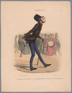 Mannen går i sko som er for små Chiennes de bottes! (...) (tittel på objekt) Vanity (serietittel) Coquetry (serietittel på objekt) av Honoré Daumier