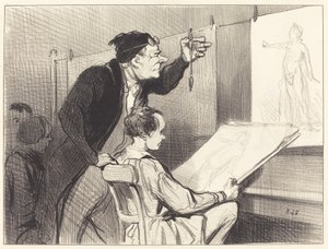 Tegnelærerens smertefulle og delikate oppdrag... av Honoré Daumier