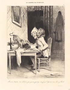 Monsieur Coquelet... deler sin... lunsj av Honoré Daumier