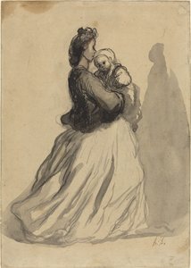 Mor og baby av Honoré Daumier