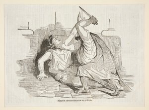 Nero myrdet moren sin, fra Charivari 9. april 1834 av Honoré Daumier