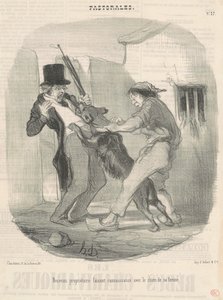 Ny eier blir kjent med hunden... av Honoré Daumier