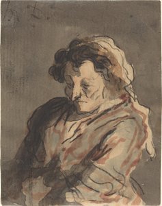 Gammel kvinne sitter av Honoré Daumier